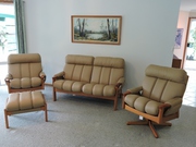 Leather lounge suite 4 piece one year old