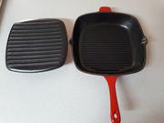 28CM Cast Iron Grill With Press Lid. Brand New Unwanted price.